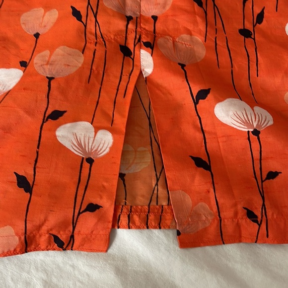 Floral Poppy Print Orange Dress - Picture 7 of 8